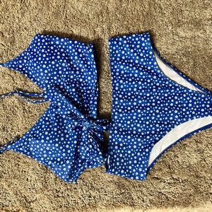Blue floral dot bikini NWOT